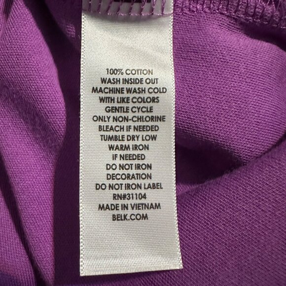 Kim Rogers Womens Blouse XL Purple Square Neck Studded 3/4 Sleeve Cotton NWT - Picture 8 of 9